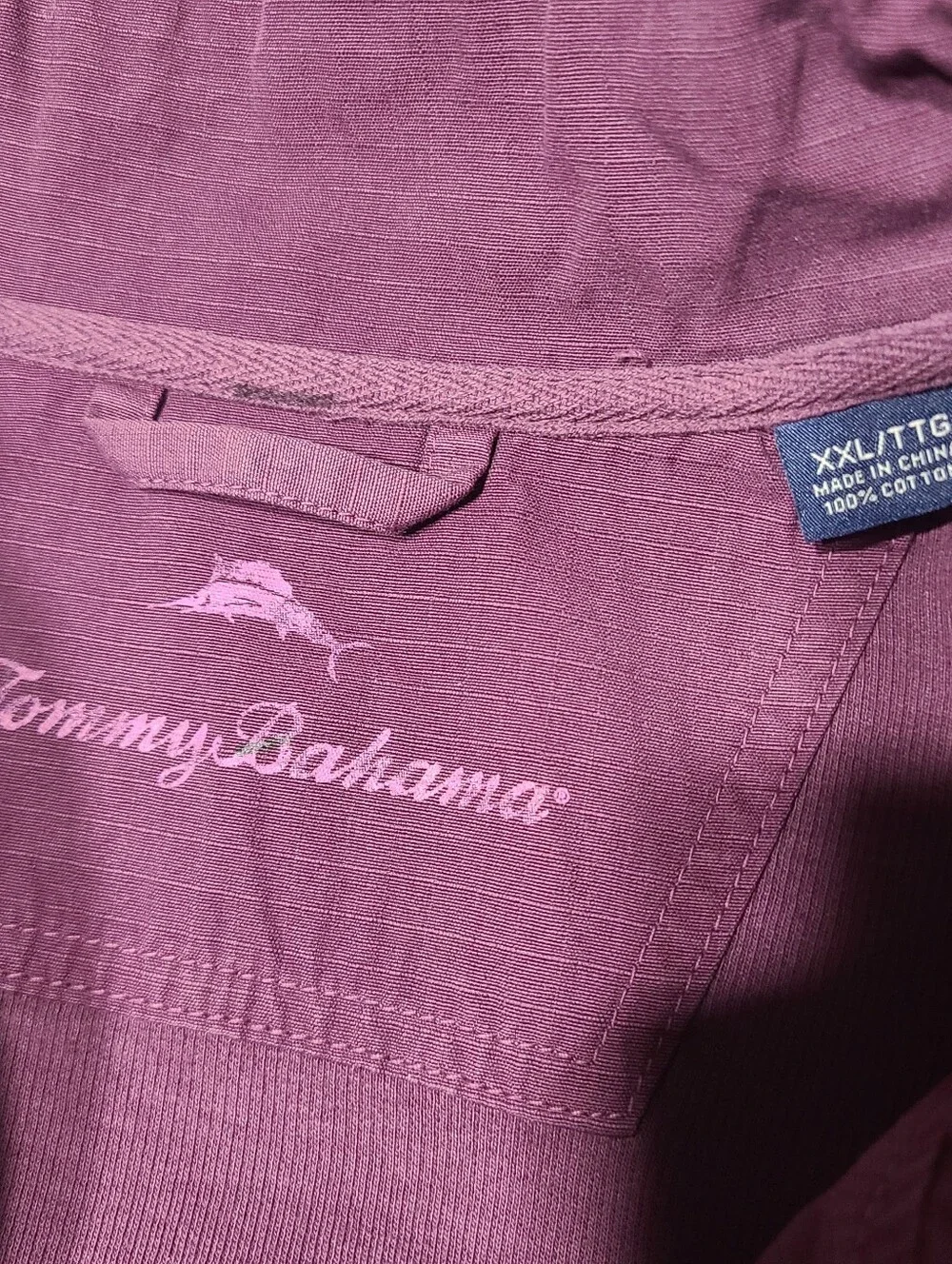 E1 Tommy Bahama Sweater Mens Size 2XL Purple Cotton Pullover Summer 1/4 Zip - Picture 3 of 3